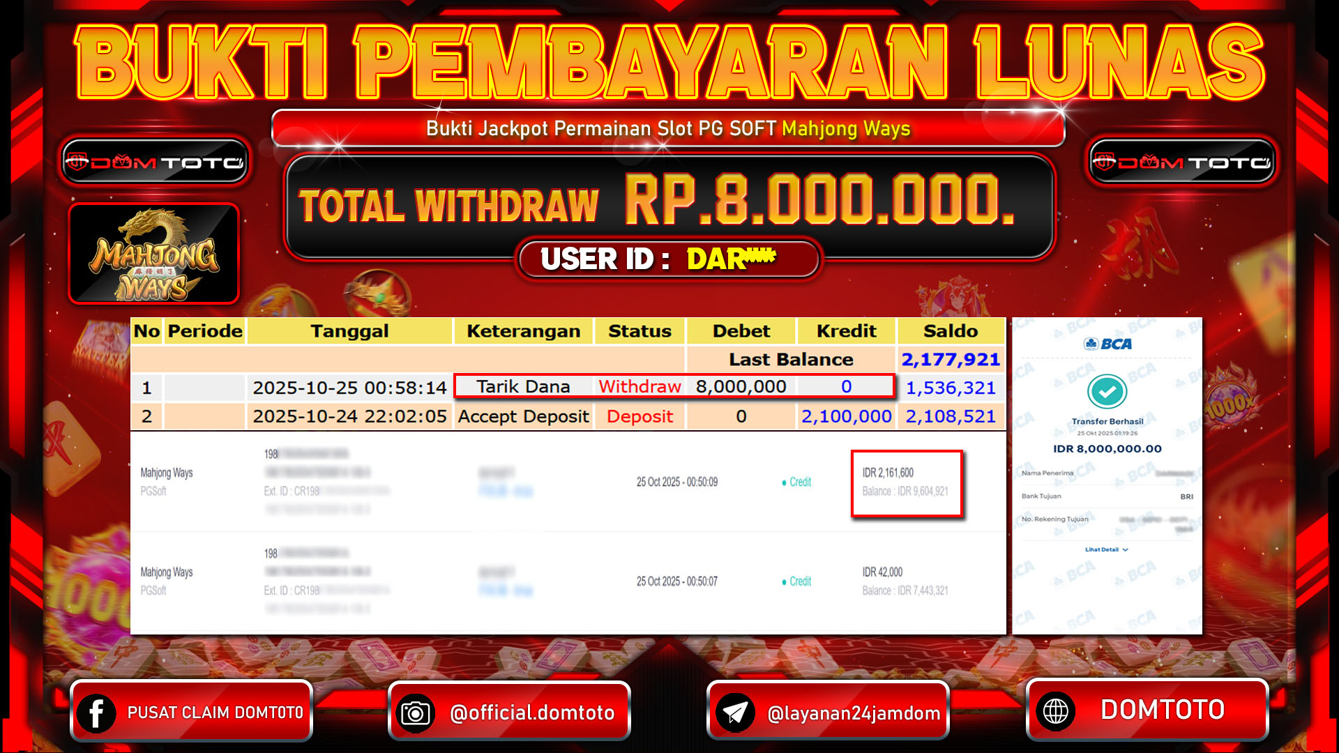 JACKPOT Slot Mahjong Ways  PG Soft 25 OKTOBER 2025
